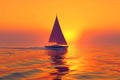 Natures journey Sailing boat silhouette against serene yellow wave backdrop Royalty Free Stock Photo