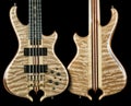 Front and Back of Prime Example of Highly Figured Quilted Maple Wood on Handmade Electric Bass Guitar