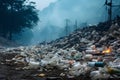 Natures plight Large garbage pile on the mountain, indicating pollution