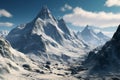 Natures snowy masterpiece a towering mountain peak, a panoramic delight