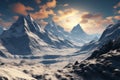 Natures snowy masterpiece a towering mountain peak, a panoramic delight