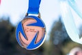 Medals to the winners in the 2021 World Triathlon Winter Championships Andorra