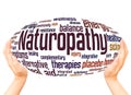 Naturopathy word cloud hand sphere concept Royalty Free Stock Photo