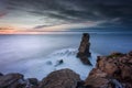 Nau dos Corvos rock in Peniche, Portugal, at blue hour Royalty Free Stock Photo