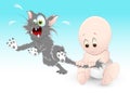Naughty Baby with Pet Cat Royalty Free Stock Photo