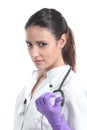 Naughty beautiful nurse playing with a syringe Royalty Free Stock Photo