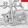 Naughty cat - coloring book for adults, zentangle patterns Royalty Free Stock Photo
