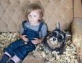 Naughty child and dog