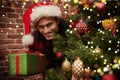 Naughty christmas boy Royalty Free Stock Photo