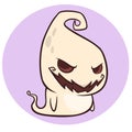 Naughty ghost smiling cartoon. Halloween vector illustration.