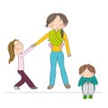 Naughty jealous little girl fighting mother`s attention Royalty Free Stock Photo
