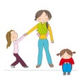 Naughty jealous little girl fighting mother`s attention Royalty Free Stock Photo