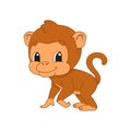 Naughty monkey. Cute character. Colorful illustration. Cartoon style. Isolated on white background. Design element.