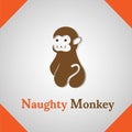 Naughty Monkey silhouette icon logo Royalty Free Stock Photo