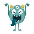 Naughty Multiocular Monster Showing Tongue Vector Illustration