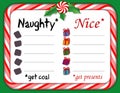 Naughty or Nice List for Santa Claus, Peppermint Candy Cane Frame