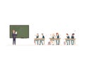 Naughty Pupils Sitting At School Desk Vector Illustration Royalty Free Stock Photo