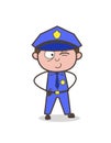 Naughty Teenage Officer Flirting and Winking Eye Vector