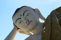 Close up. Naungdawgyi Myathalyaung reclining Buddha. Bago. Myanmar Royalty Free Stock Photo