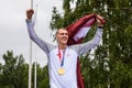 Nauris Miezis, Olympic Champion with gold medal Royalty Free Stock Photo