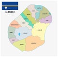 Nauru administrative and political map with flag