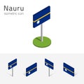 Nauru flag, vector 3D isometric flat icons