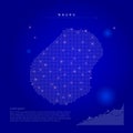 Nauru illuminated map with glowing dots. Dark blue space background. Vector illustration
