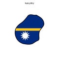 Map and Flag of Nauru Vector Design Template with Editable Stroke.