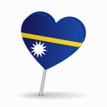 Nauruan flag heart-shaped map pointer layout. Vector illustration.
