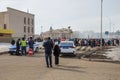 Nauryz holiday in Kazakhstan. The police blocked the road during the holiday. Road police.