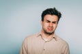 Nausea repulsion reluctant man grimace disgust Royalty Free Stock Photo