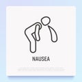 Nausea thin line icon. Modern vector illustration of vomiting