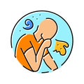 nausea vomiting disease symptom color icon vector illustration