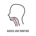 Nausea and vomiting. Logo or icon template in linear style on white background.