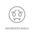 Nauseated emoji linear icon. Modern outline Nauseated emoji logo