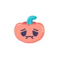 Nauseated pumpkin face emoji flat icon Royalty Free Stock Photo