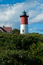 Nauset Lighthouse on Summer Day With Clouds Royalty Free Stock Photo