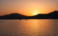 Naussa sunset. Naoussa is a huge bay in the northern part of Paros, Greece Royalty Free Stock Photo