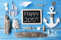 Nautic Chalkboard And Text Happy 2017