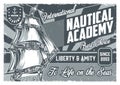 Nautical academy monochrome vintage poster