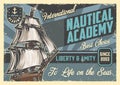 Nautical academy poster vintage colorful