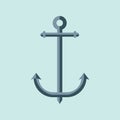 Nautical Anchor isolated on blue background. Ship anchor, vintage icon. Vector illustration for marine and heraldry