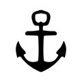 Nautical Anchor isolated icon. Ship anchor, vintage black. Vector illustration for marine and heraldry design. EPS 10