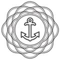 Nautical Anchor with Rope Mandala Flower.