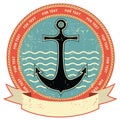 Nautical anchor.Vintage label