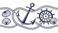 Nautical Anchor & Wheel: Marine Decorative Element, vector design Generative AI Royalty Free Stock Photo