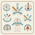 Nautical anchors label set 02 Royalty Free Stock Photo