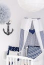 Nautical baby bed with canopy