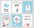 Nautical baby shower cards, marine party invitation s Royalty Free Stock Photo