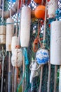 Nautical background. Closeup of old colorful mooring ropes , Old Royalty Free Stock Photo